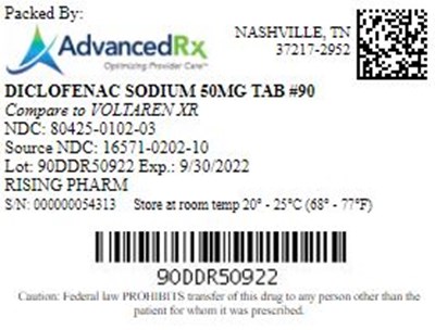 Diclofenac Sodium 50mg Tab Qty 90 NDC 80425 0102